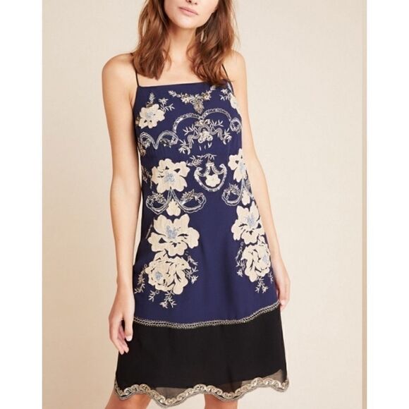 Anthropologie Allaire Embroidered Slip Dress Size XS - Picture 3 of 7